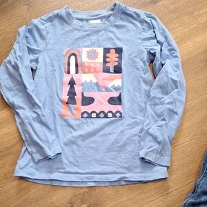 Hanna Andersson Blue Long Sleeve Kids Tee with Graphic